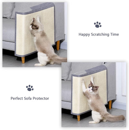 Cat Scratch Couch Protector, Cat Scratch Mat, Cat Scratching Pad with Natural Sisal for Furniture Protection from Cats, Scratcher Mat Cover for Couch Chair Sofa Guards - Dark Gray Left