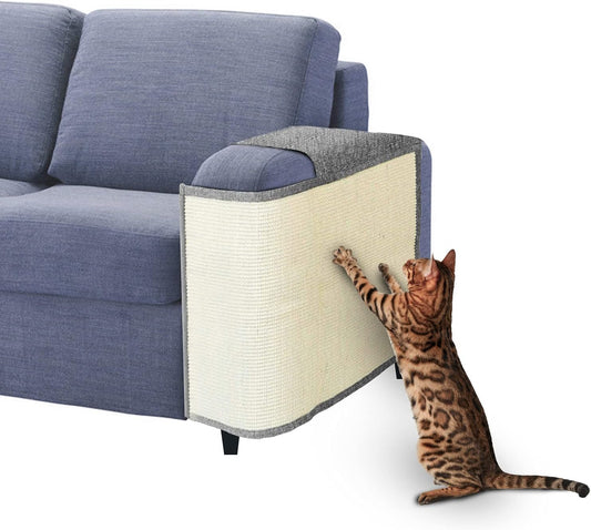 Cat Scratch Couch Protector, Cat Scratch Mat, Cat Scratching Pad with Natural Sisal for Furniture Protection from Cats, Scratcher Mat Cover for Couch Chair Sofa Guards - Dark Gray Left