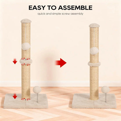 Inch Cat Scratching Post Cat Scratcher Natural Sisal Rope Scratch Post Kitten Trees with Hanging Ball for Indoor Cats,Beige